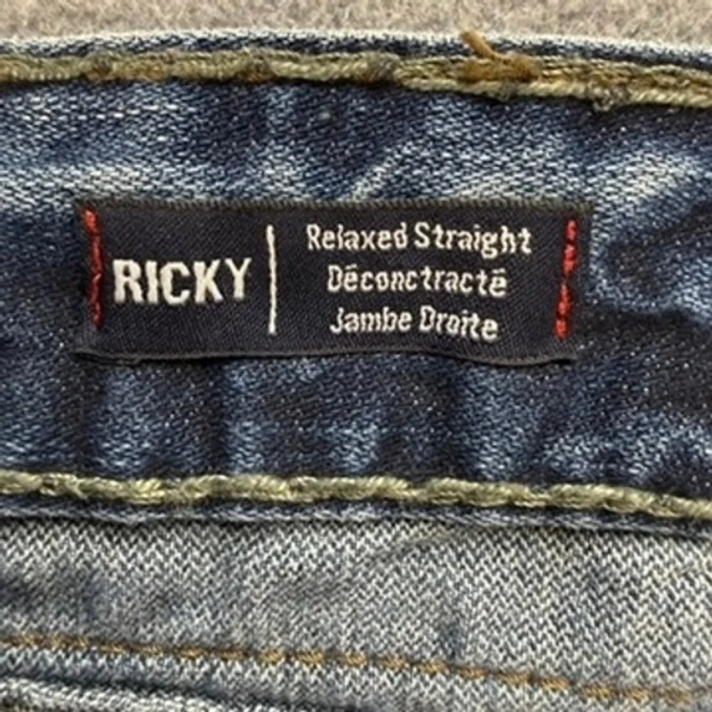 True Religion Jeans Mens 36 Blue Ricky Relaxed Straight Distressed‎ Denim USA
